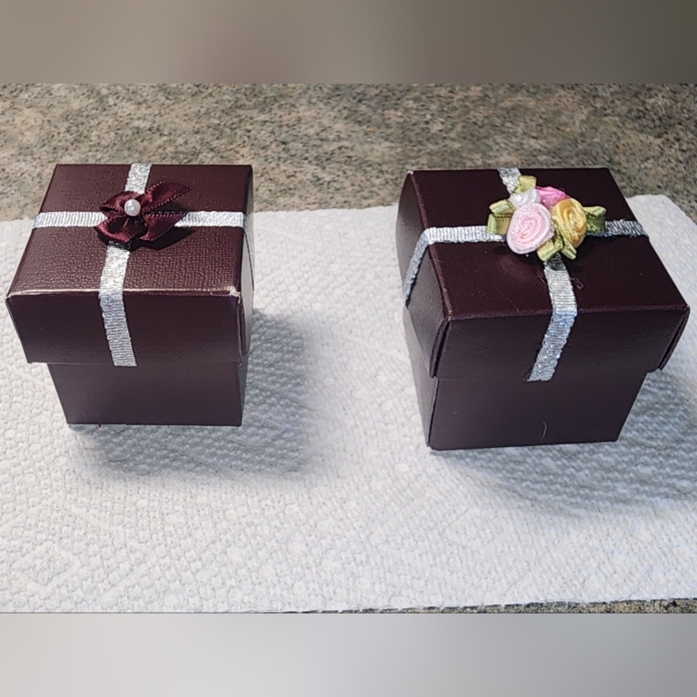 Elegant Wine Colored Gift Boxes with Silver Accents
